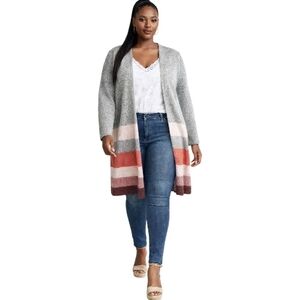 Women's Striped Open Front Cardigan